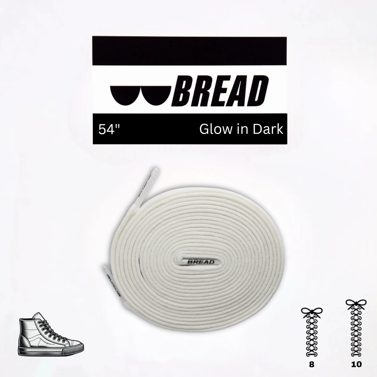 Night White Glow in the Dark Elastic Shoelaces for Kids Sneakers
