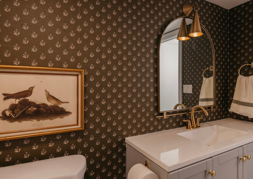 Mulberry Court Floral Removable Wallpaper in Beige and Brown