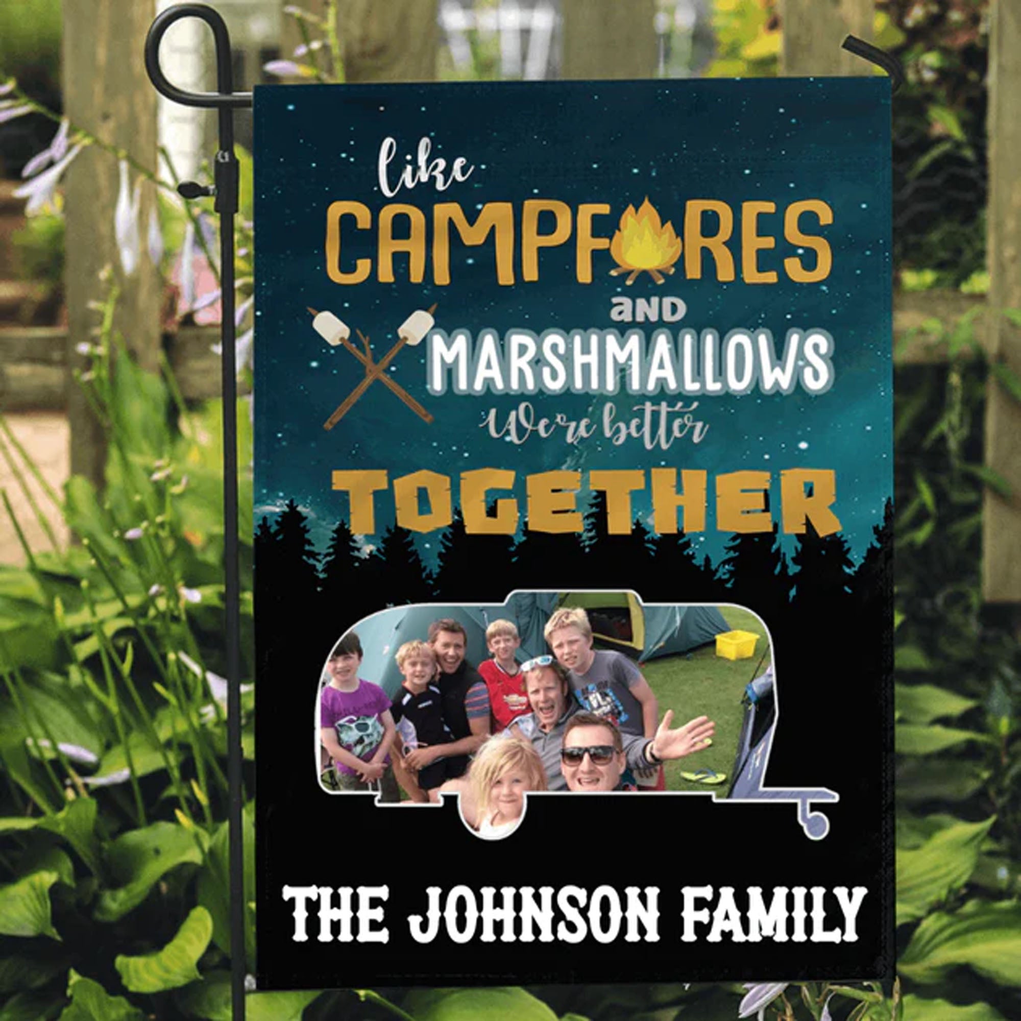 Like Campfire And Marshmallows We're Better Together Personalized Custom Photo Camping Flag