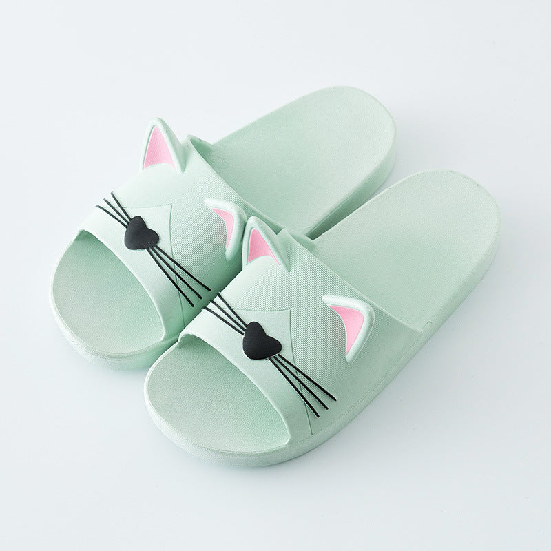 Women’s Kawaii Cat Platform Slide Sandals – Soft Sole Beach Slippers