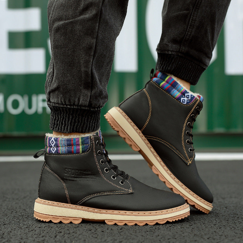 Waterproof Men's Winter Snow Boots with Warm Plush Lining