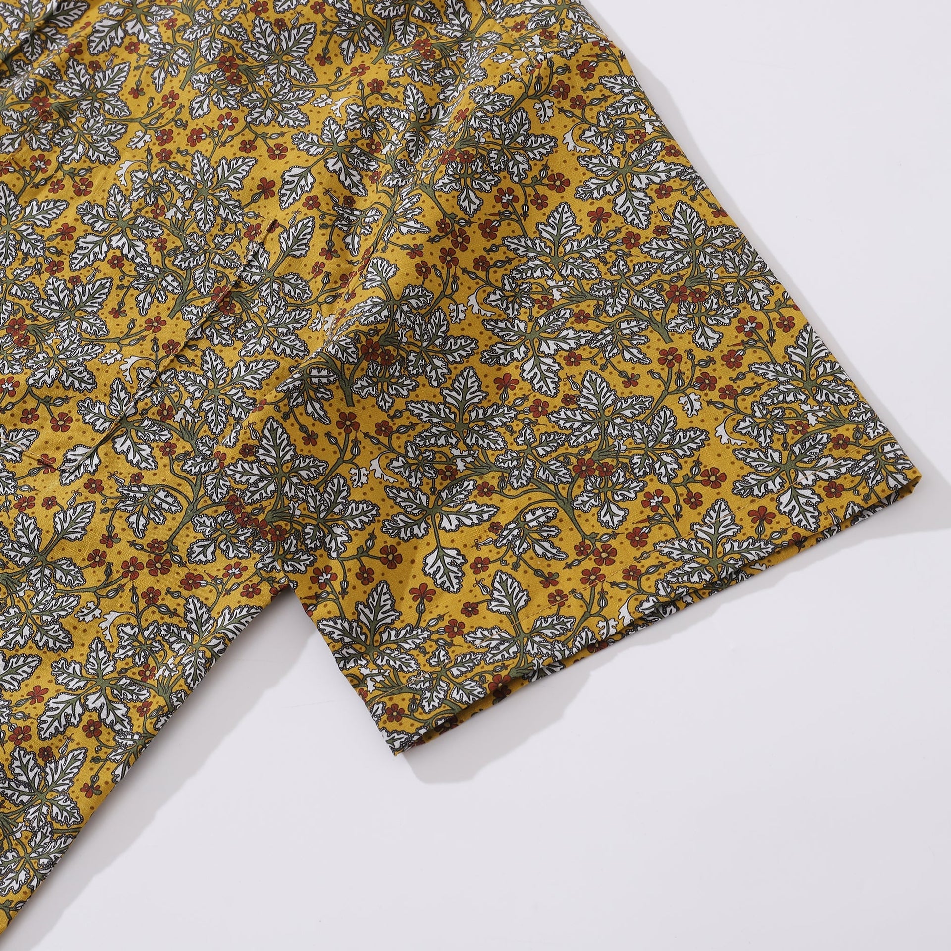 Men's Heritage Floral Leaf Print Short Sleeve Cotton Shirt