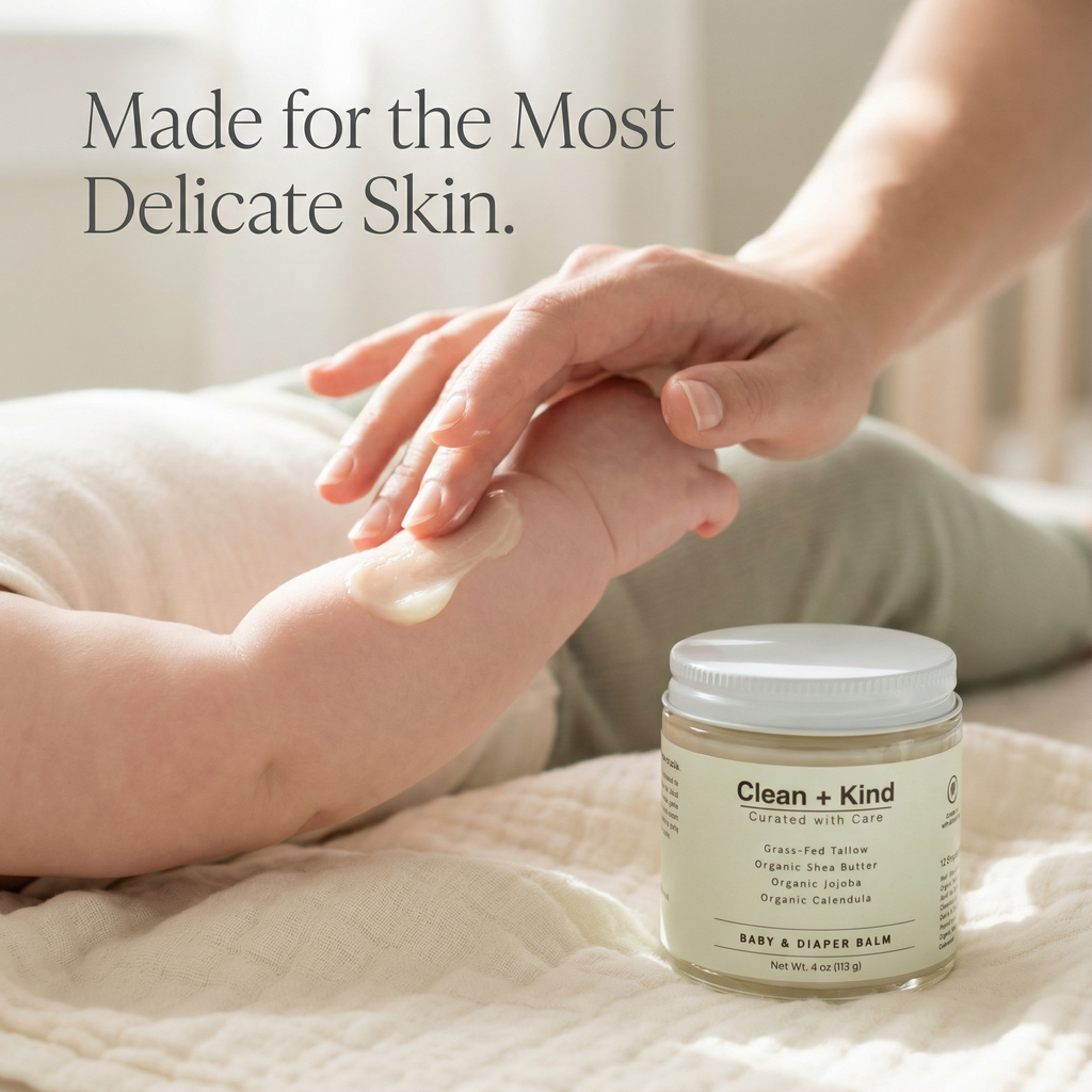 Natural Baby and Diaper Rash Balm with Grass-Fed Tallow 4oz - Image 5