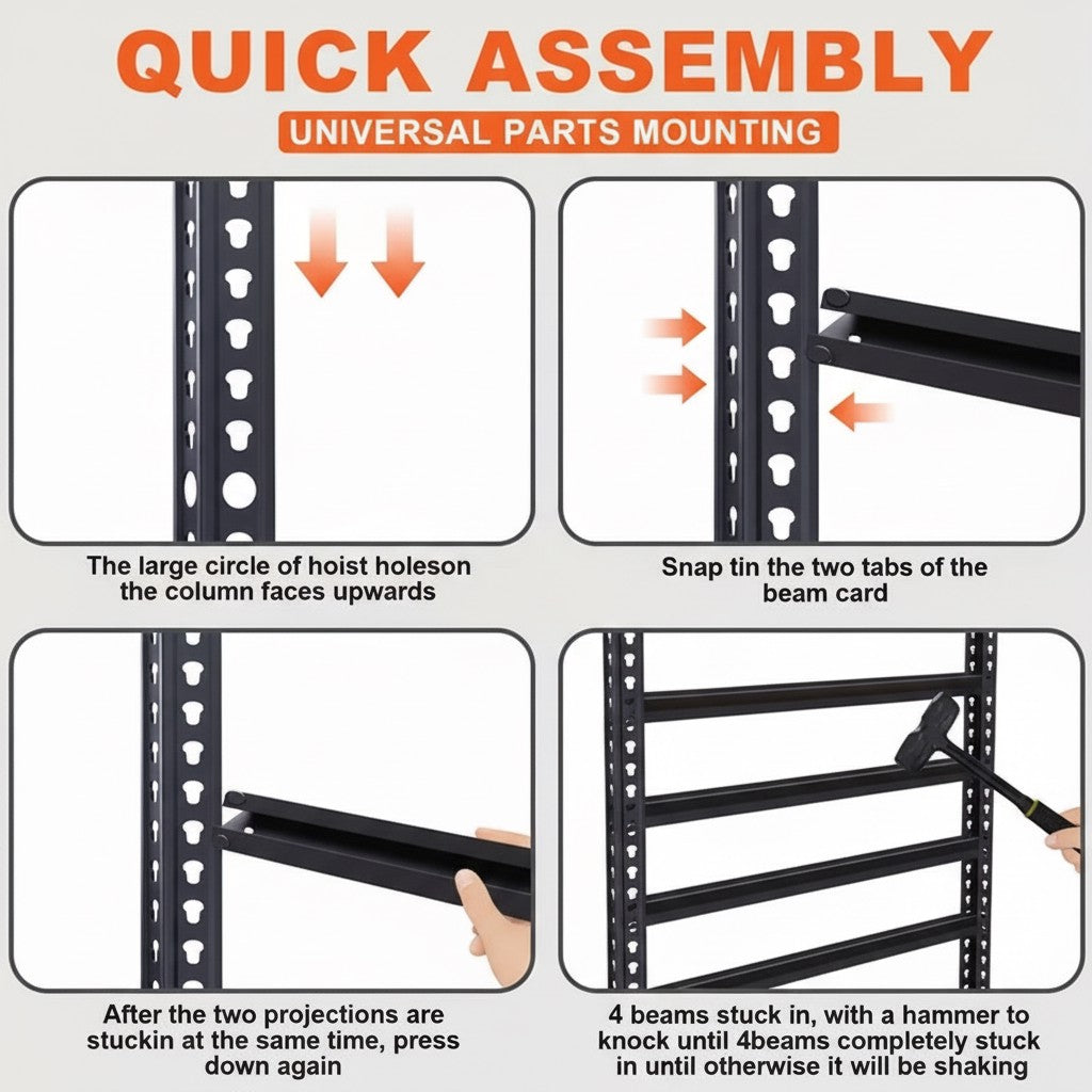 Industrial Heavy Duty Garage Shelving Rack, 2000lb Steel Shelf