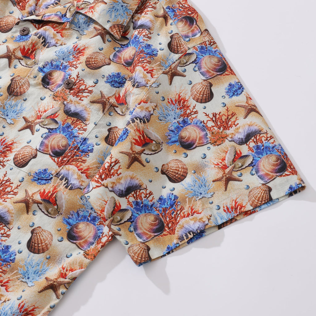 Men's Secrets of the Sea Cotton Camp Collar Hawaiian Shirt