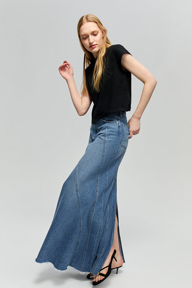 Express Yourself Asymmetrical Denim Skirt