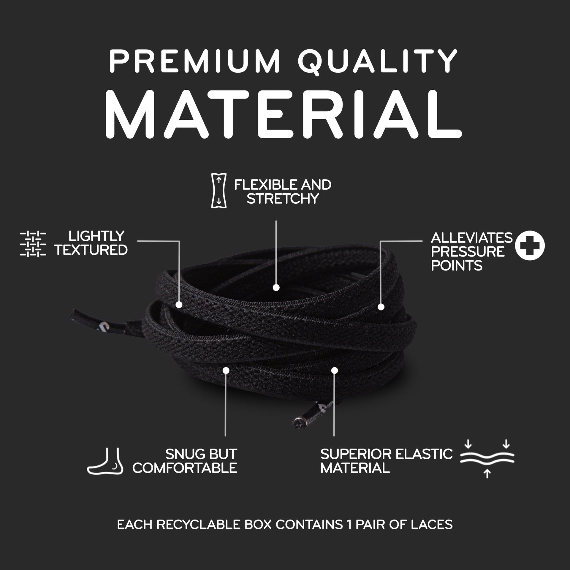 Black Flat Elastic Stretch Shoe Laces