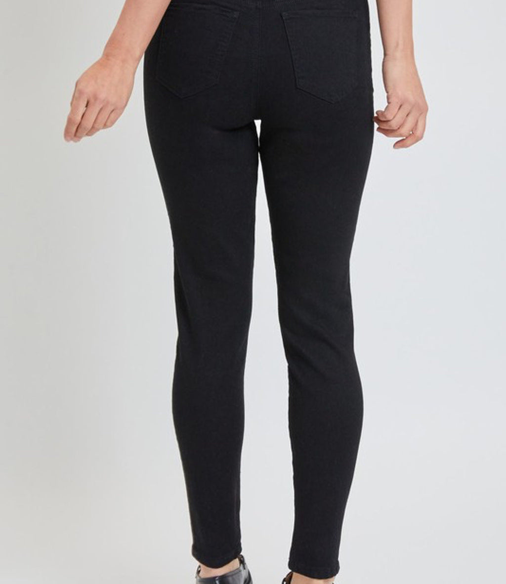 High Rise Black Jeggings with Thick Waistband