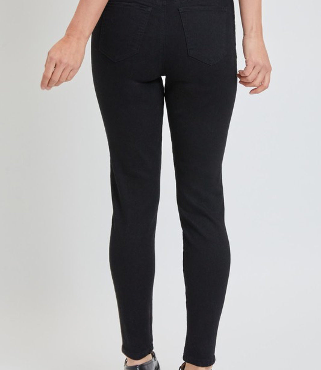 High Rise Black Jeggings with Thick Waistband