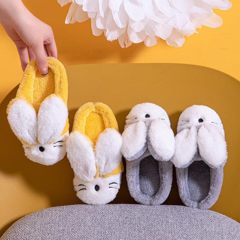 Kawaii Bunny Plush Slippers: Warm Fuzzy Faux Fur House Slides