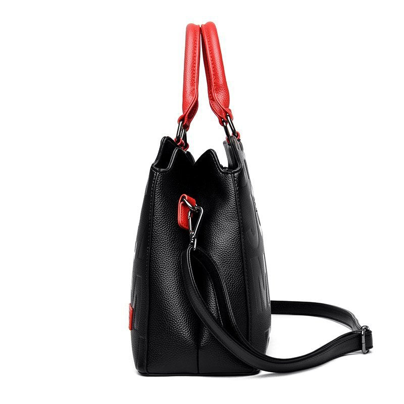 Monogram Print Large Capacity Shoulder Bag for On-the-Go Moms