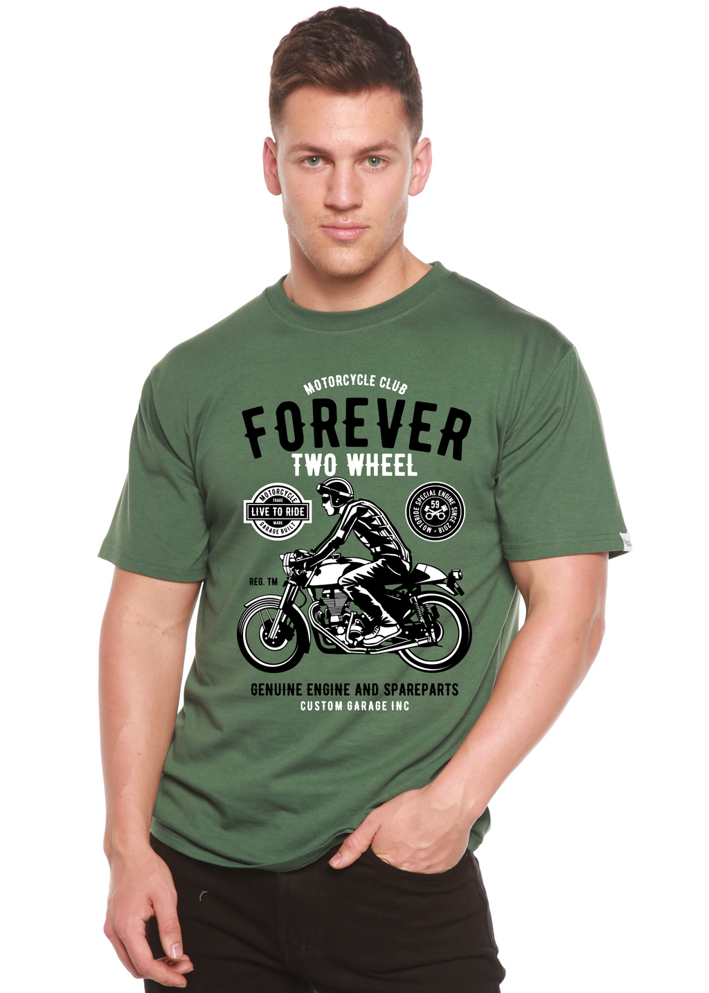 Forever Two Wheel Men's Bamboo Viscose/Organic Cotton Short Sleeve Graphic T-Shirt