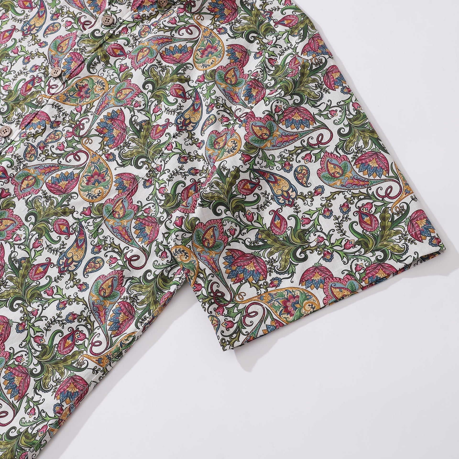 Men's Sophisticated Botanical Romance Cotton Button-Down Shirt