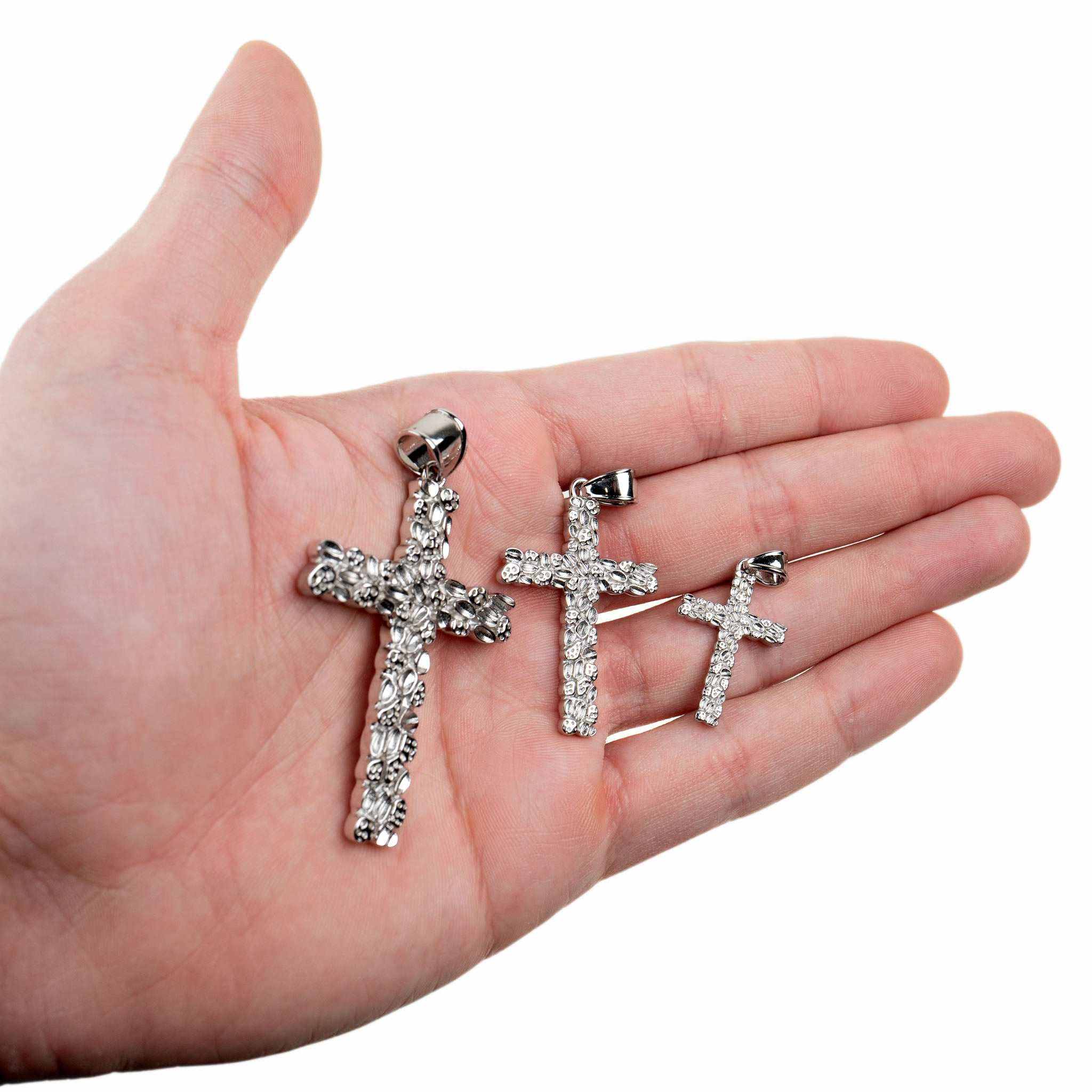 Nugget Cross Pendant Religious 925 Sterling Silver