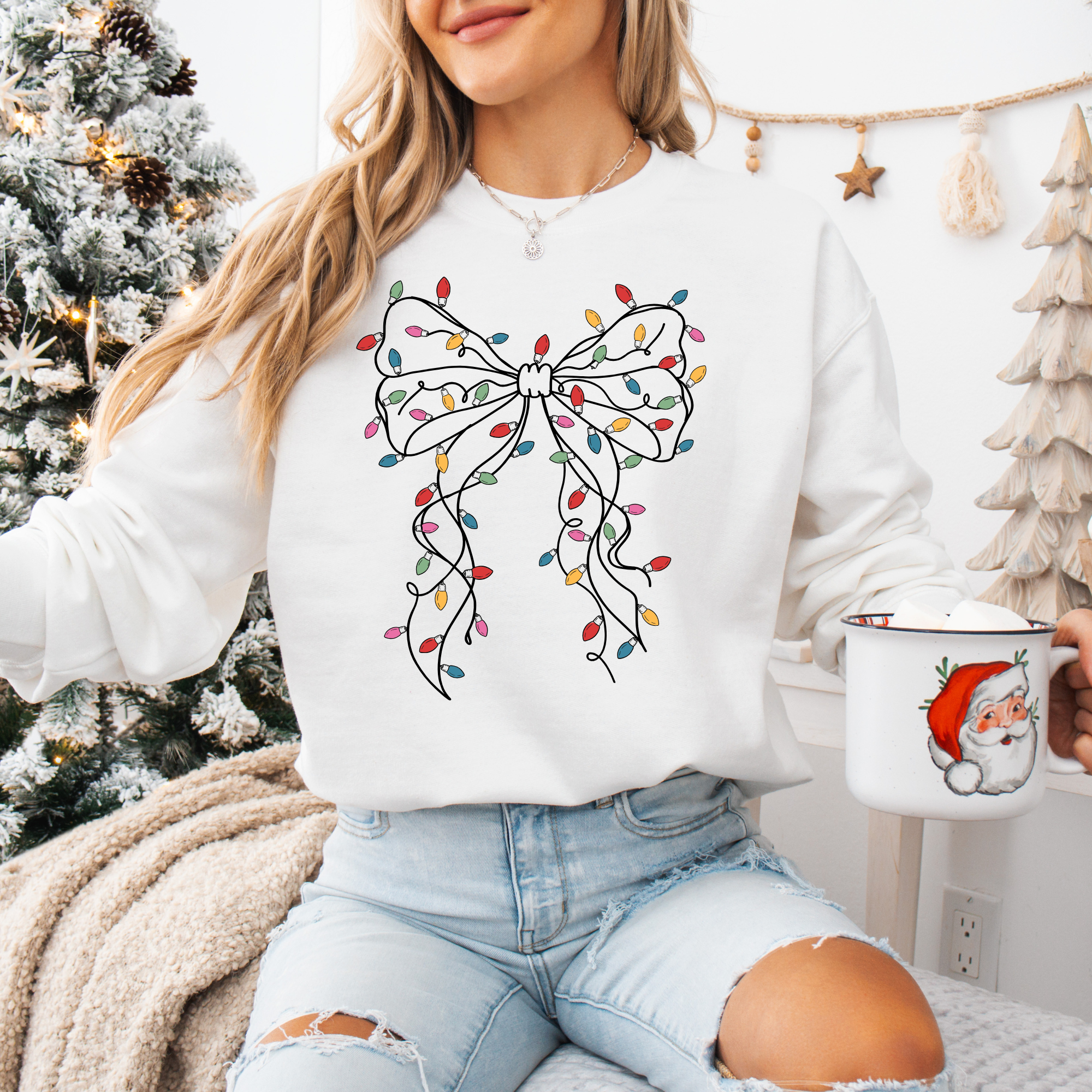 Coquette Christmas Lights Bow