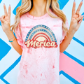 Rainbow Merica Comfort Colors Tee – Retro Patriotic USA Shirt for Women