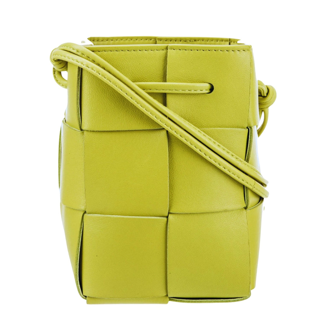 Woven Mini Crossbody Bucket Bag Lightweight Leather Handbag