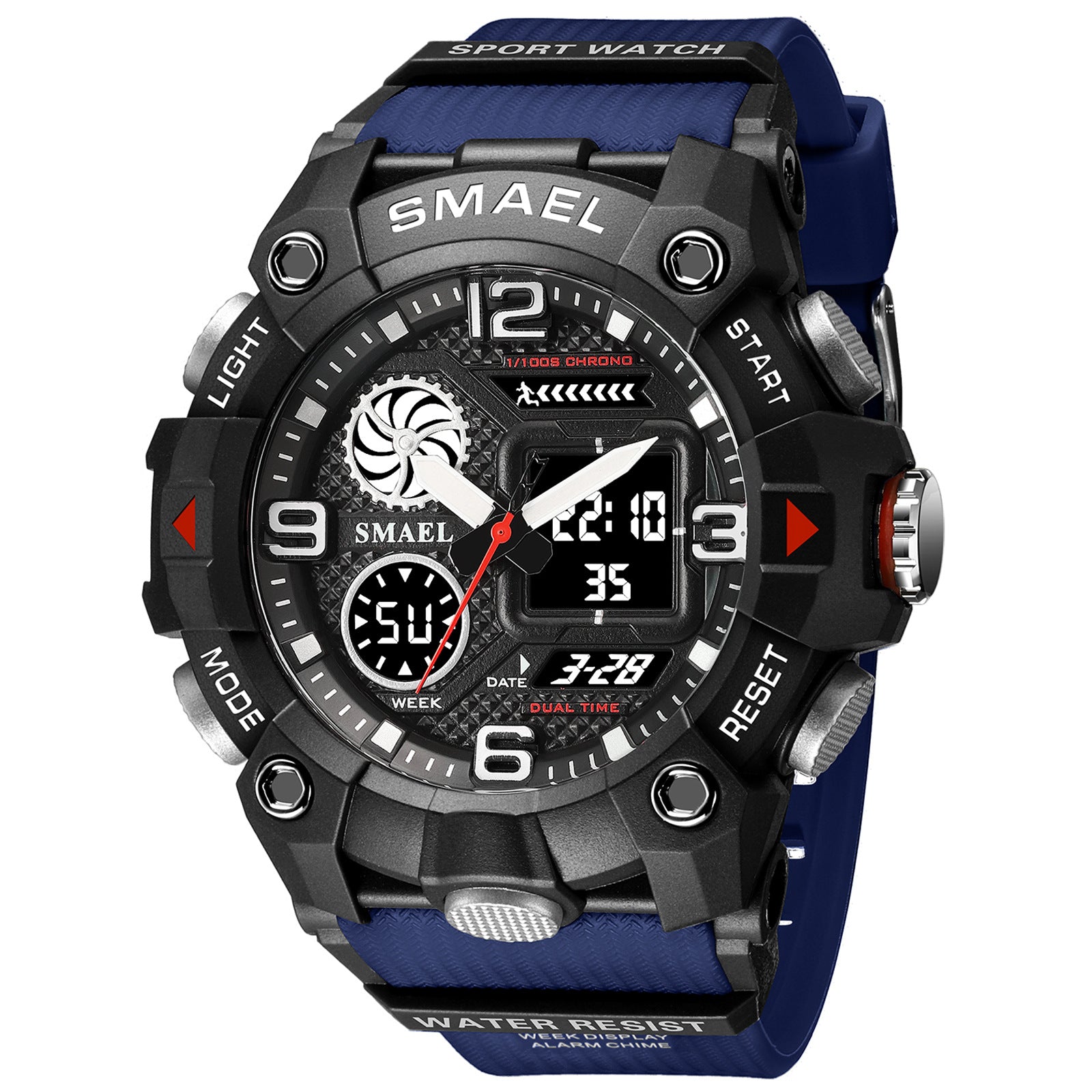Men's Dual Time Chronograph Sport Watch 50M Water Resistant