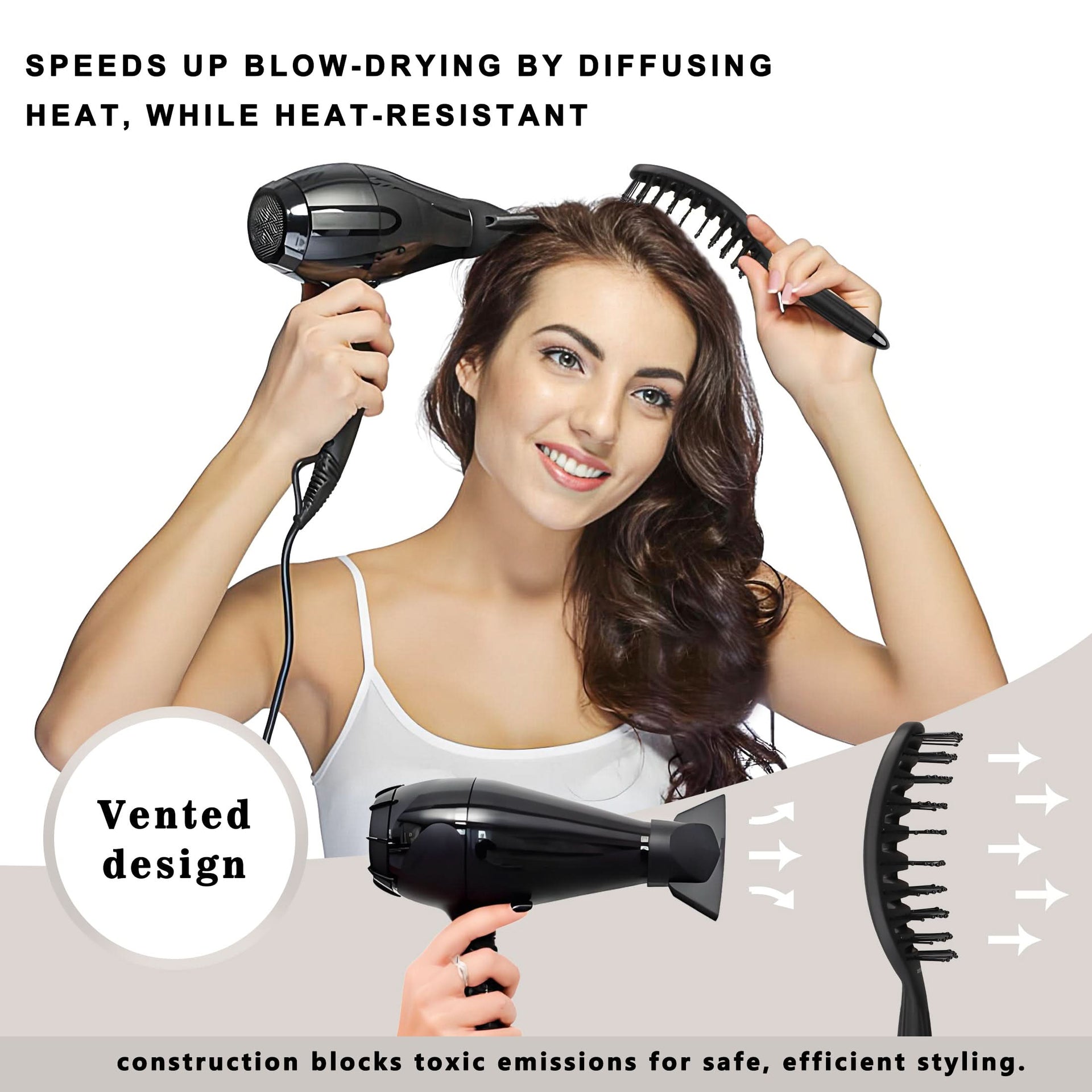 Professional Curved Vented Hair Brush with Anti-Static Bristles