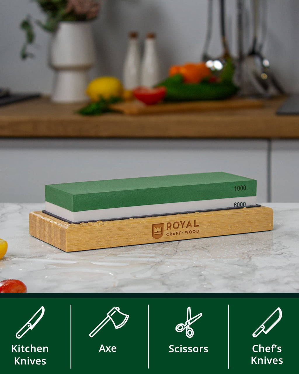 Whetstone Knife Sharpening Kit, White/Green