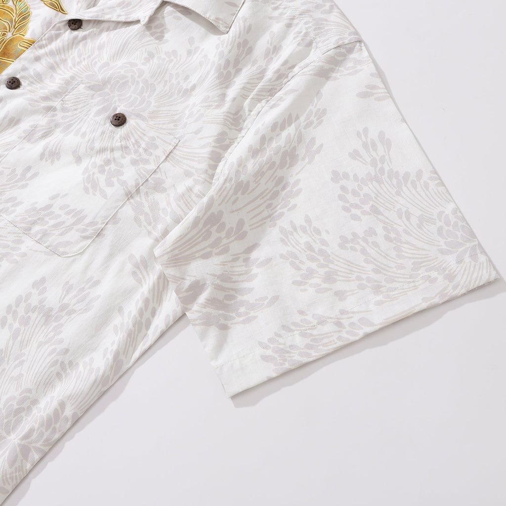 Men's Floral Hawaiian Shirt, Resort-Wear Camp Collar Cotton