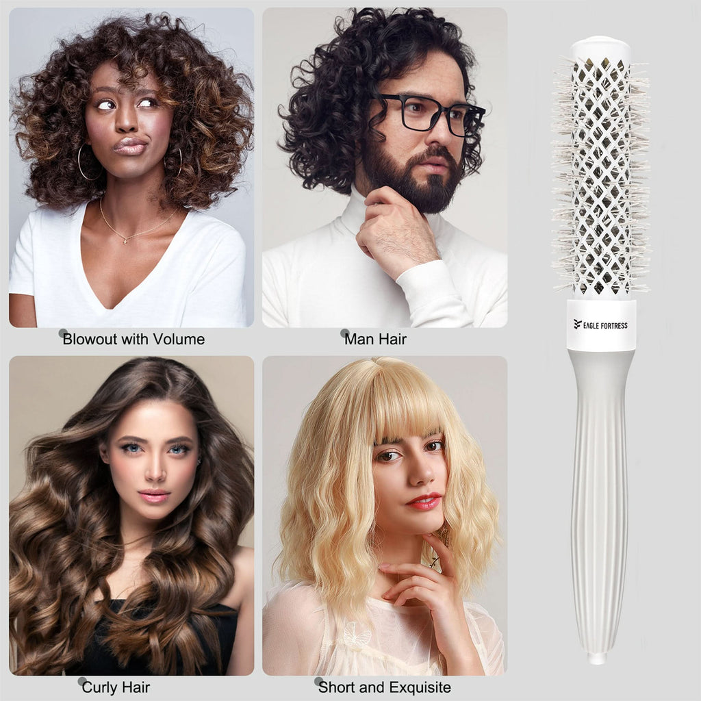 0.98in Ceramic Ionic Round Hair Brush for Blow Drying, Grey