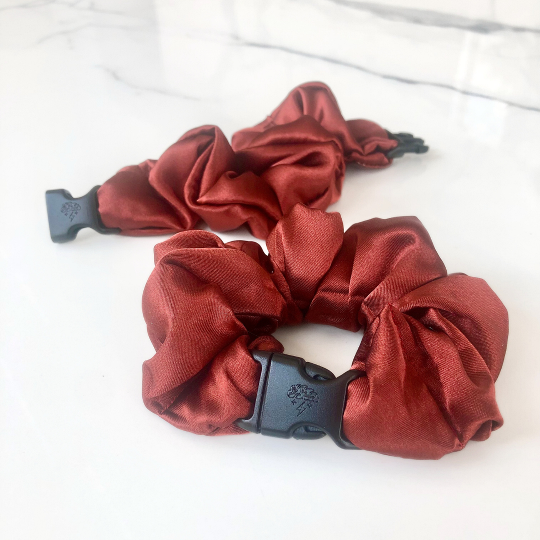 Multi-Colored Satin Buckle Scrunchies - No Snag or Tangle Hair Ties