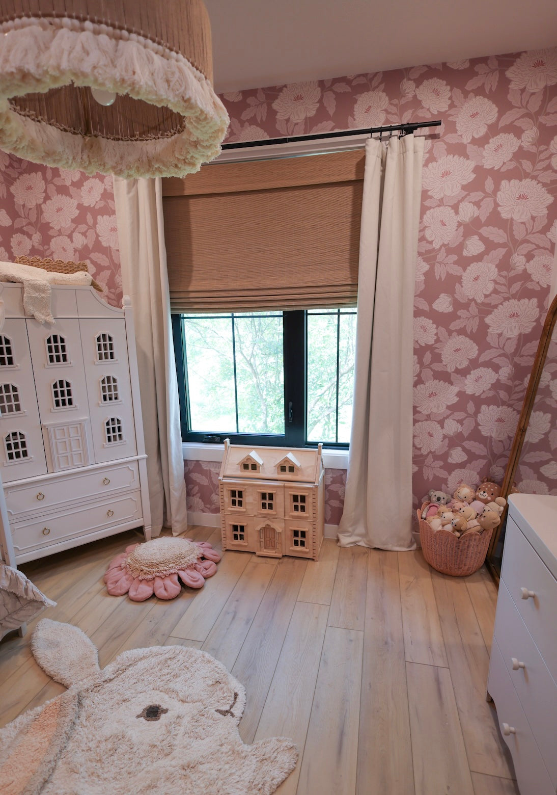 Riley Floral Removable Wallpaper in Cream and Muted Sage Green