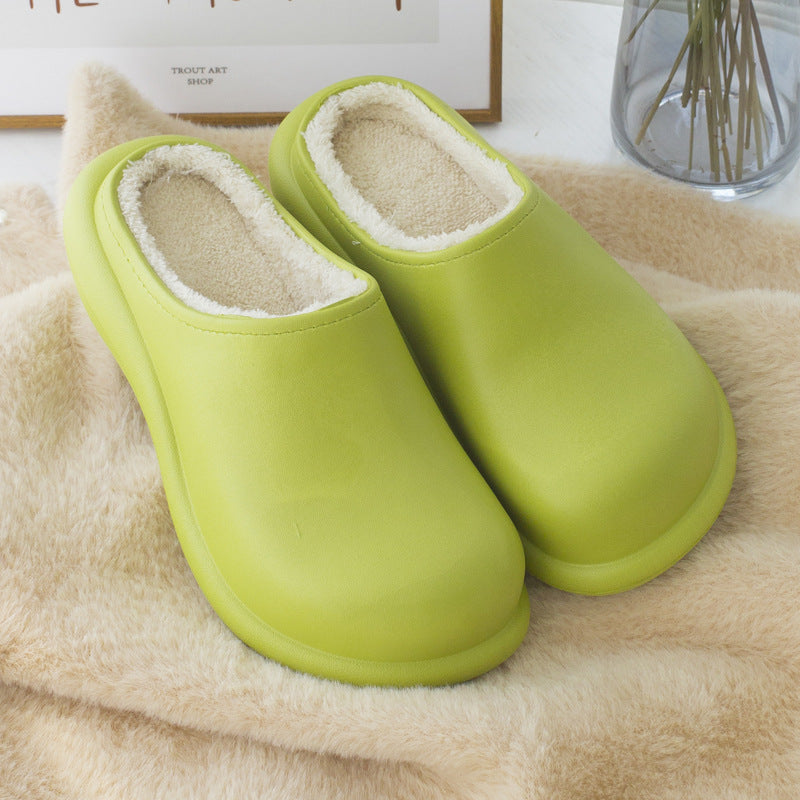 Women's 6cm Thick Sole Plush Indoor Slippers - Waterproof Clogs