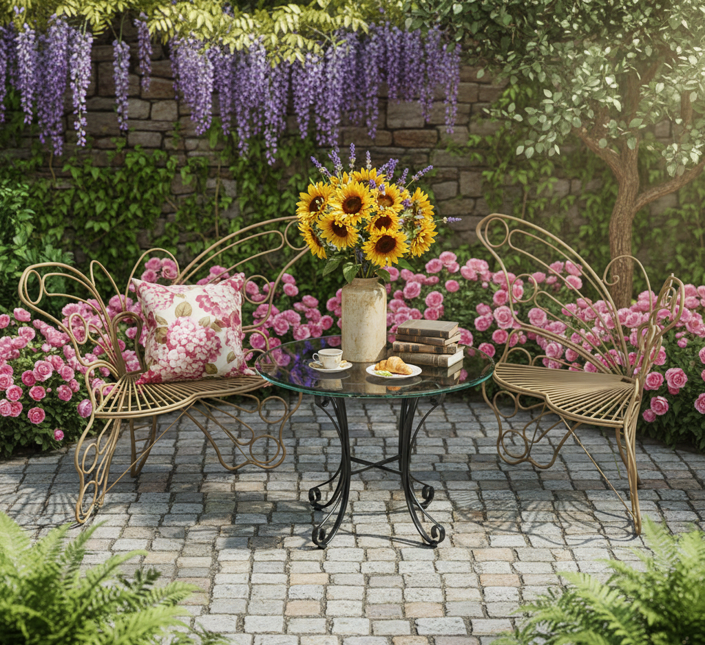 50-Inch Whimsical Garden Bench in Teal, Lavender, or Tan
