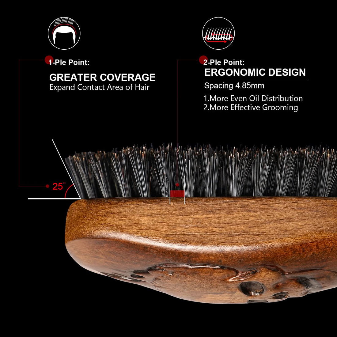 Inferno Styler Military Beard and Hair Brush Professional Grade