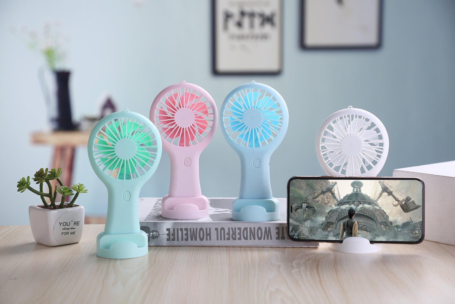Portable Handheld Rechargeable Fan with 3 Speed Settings