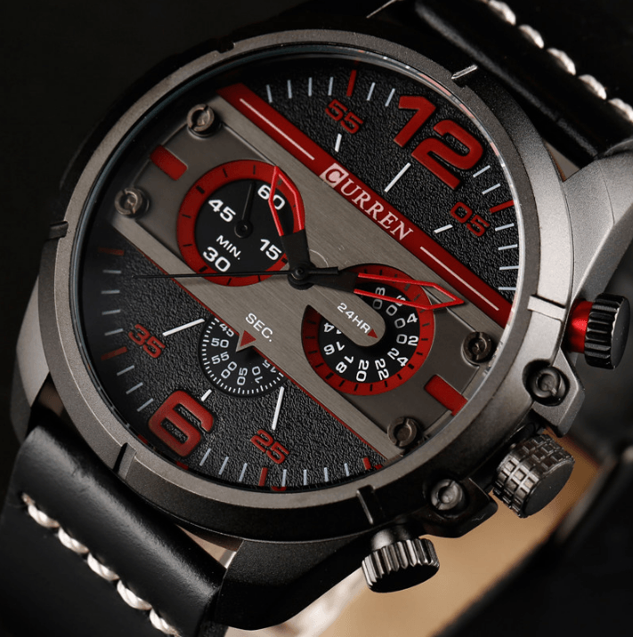 Men's Waterproof Retro Chronograph Watch with Leather Strap