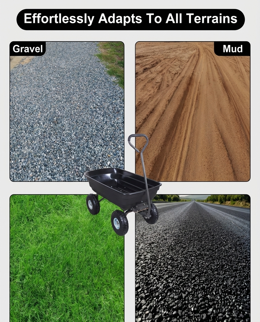 Heavy Duty Garden Dump Cart, 600 lb Capacity, All-Terrain Utility