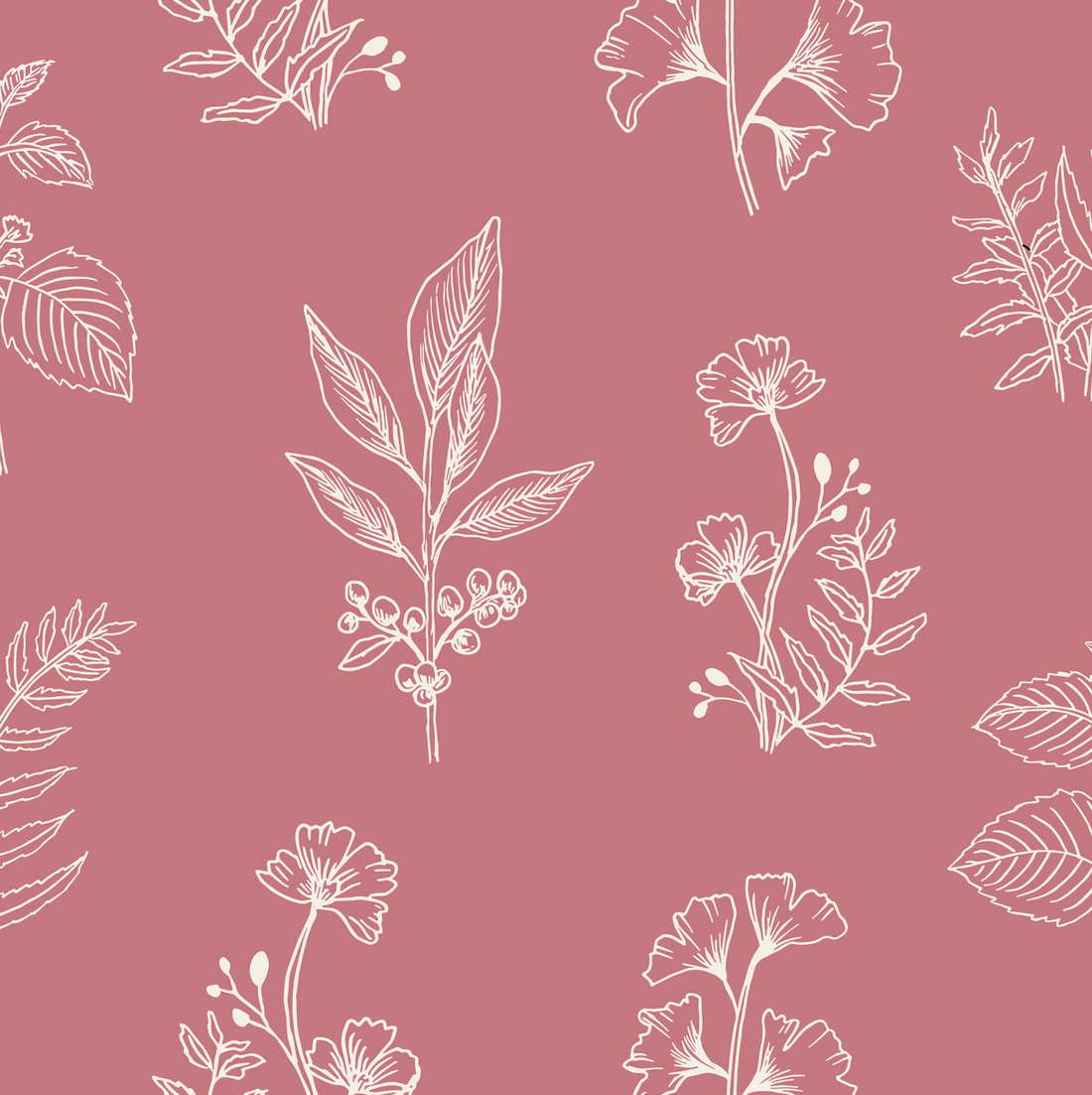 Luca Botanical Floral Removable Wallpaper in Green and Pink