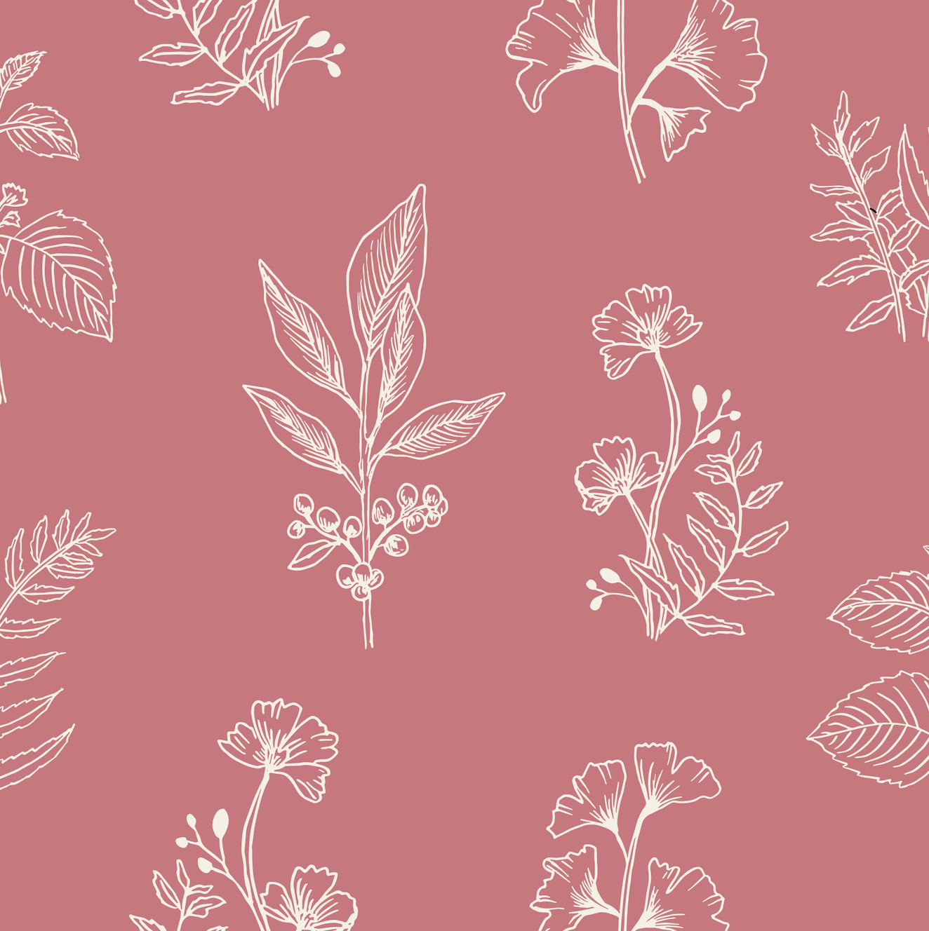 Luca Botanical Floral Removable Wallpaper in Green and Pink
