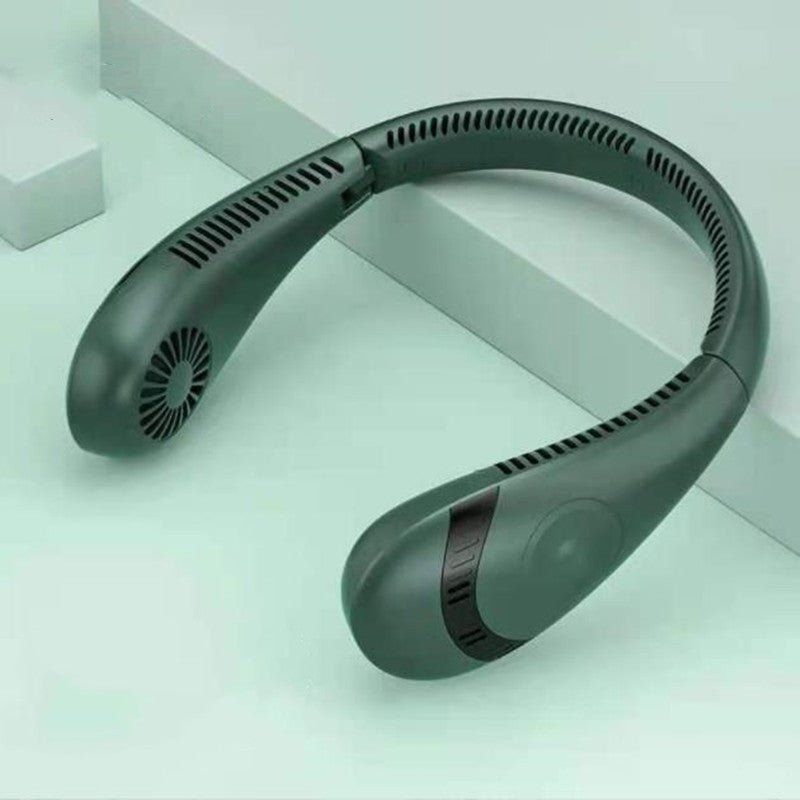 Leafless Portable Hanging Neck Fan with LED Display and 5 Speeds