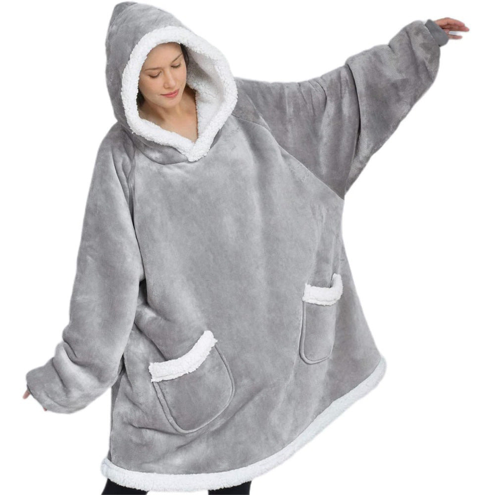 Oversized Fleece Wearable Blanket Hoodie with Pocket for Lounging