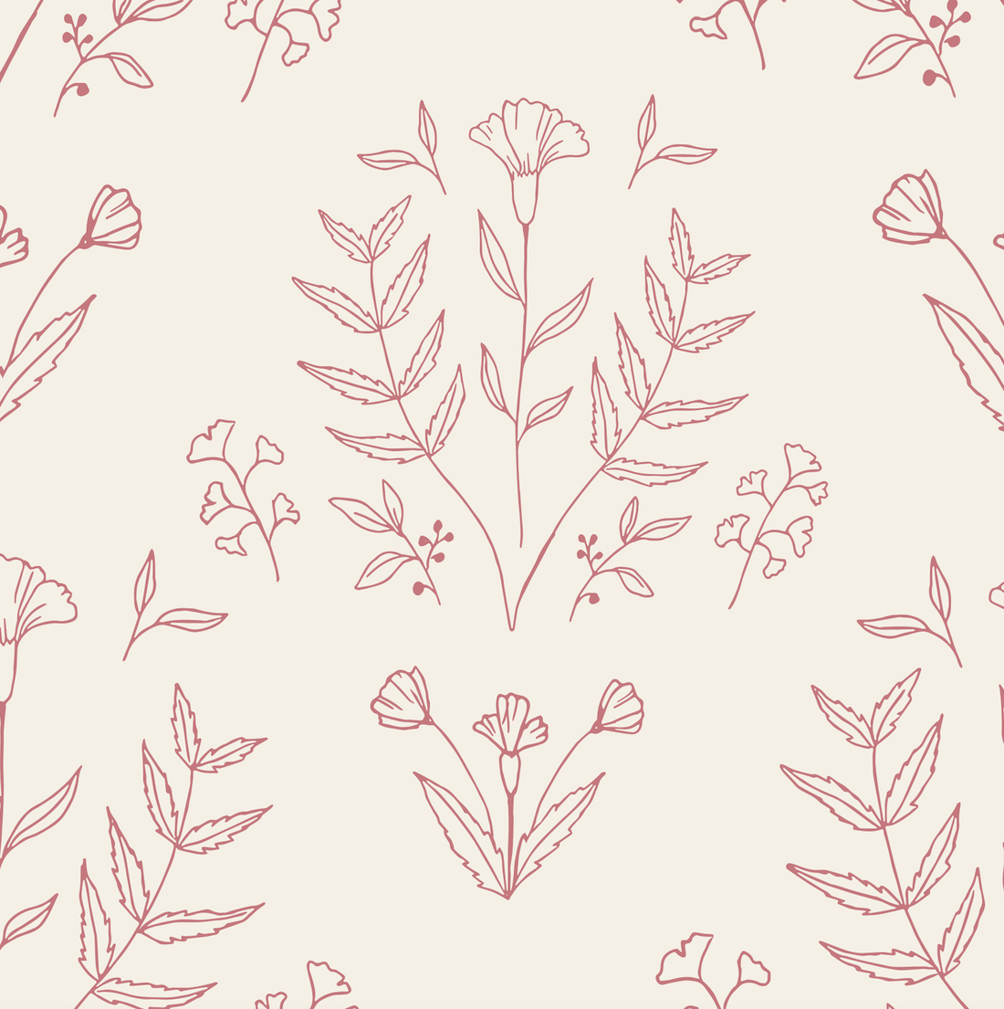 Ayla Floral Wallpaper in Cream, Sage Green & Muted Rose