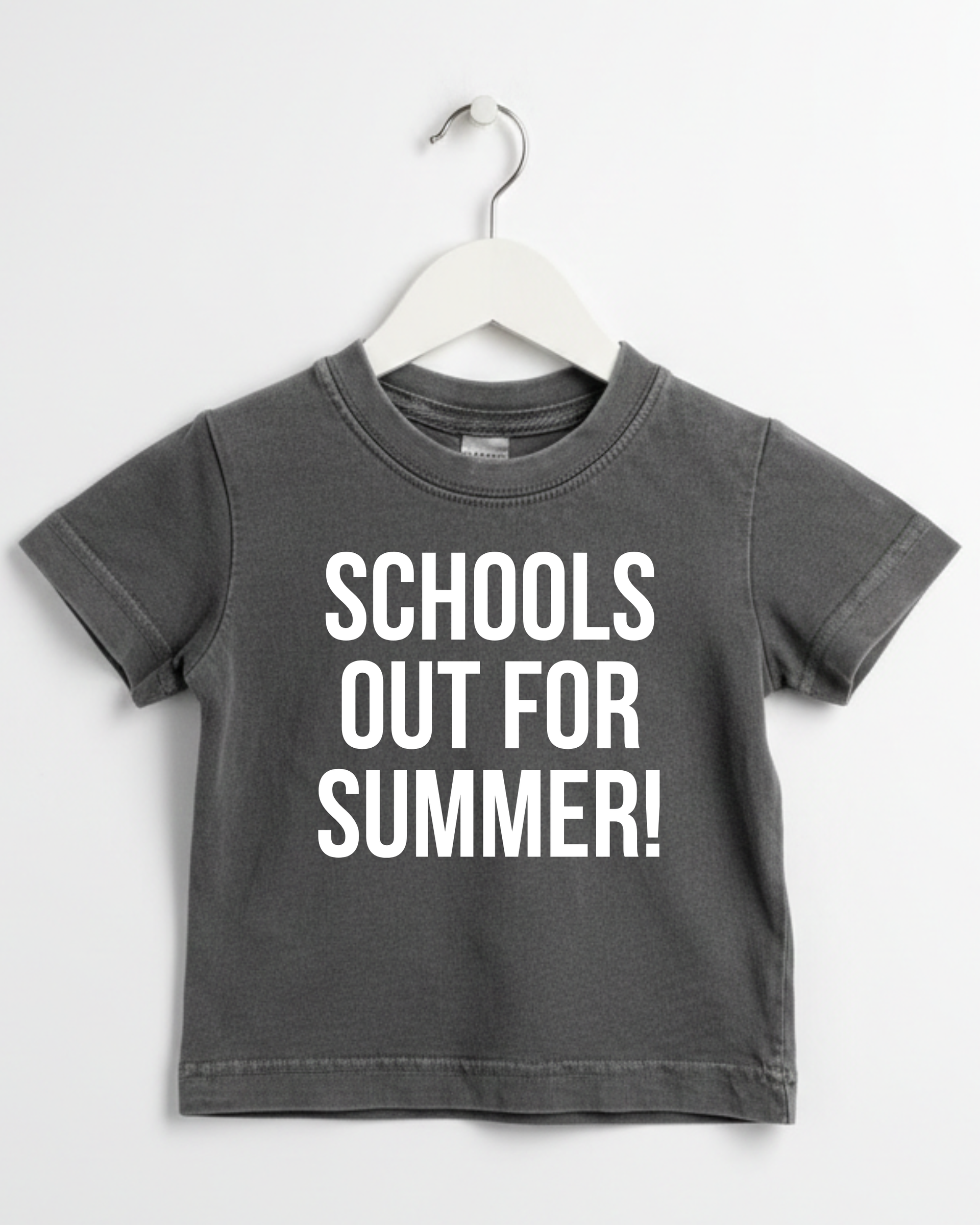 Kids Schools Out For Summer graphic cotton tee in green.