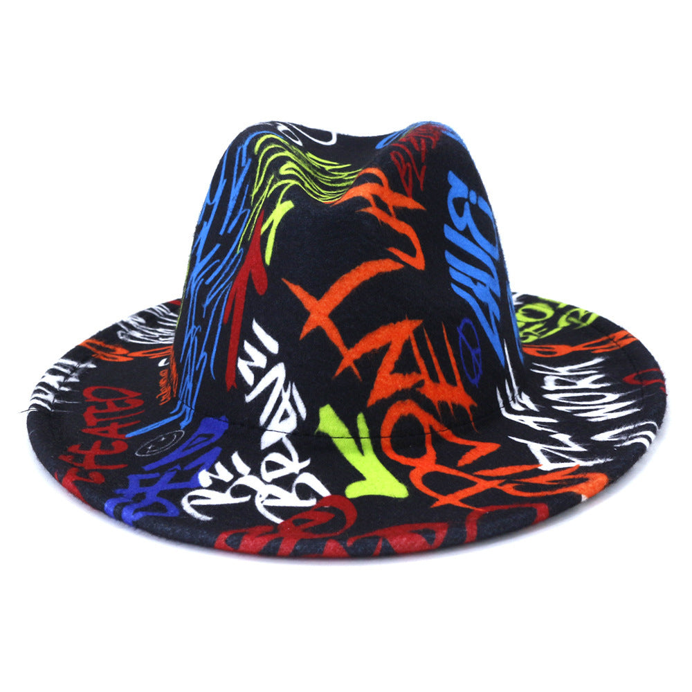 Two-Tone Retro Fedora Hat Wide Brim Unisex Jazz Cap 56-58cm