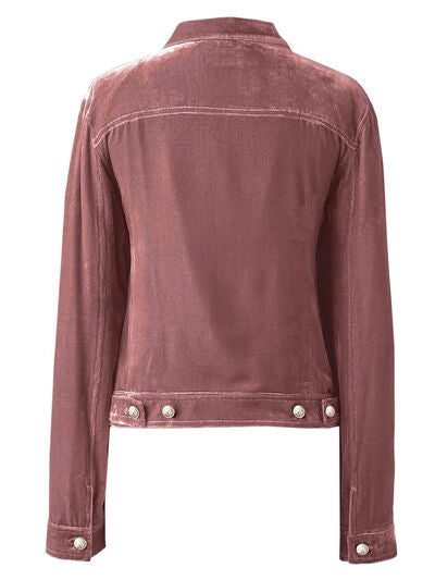 Women's Casual Velvet Button-Up Long Sleeve Jacket