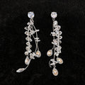 Women Shiny Crystal Cubic Zirconia Tassel Dangle Stud Earrings,Niche Minimalist Versatile Unique Design Fashion Daily Occasion Jewelry
