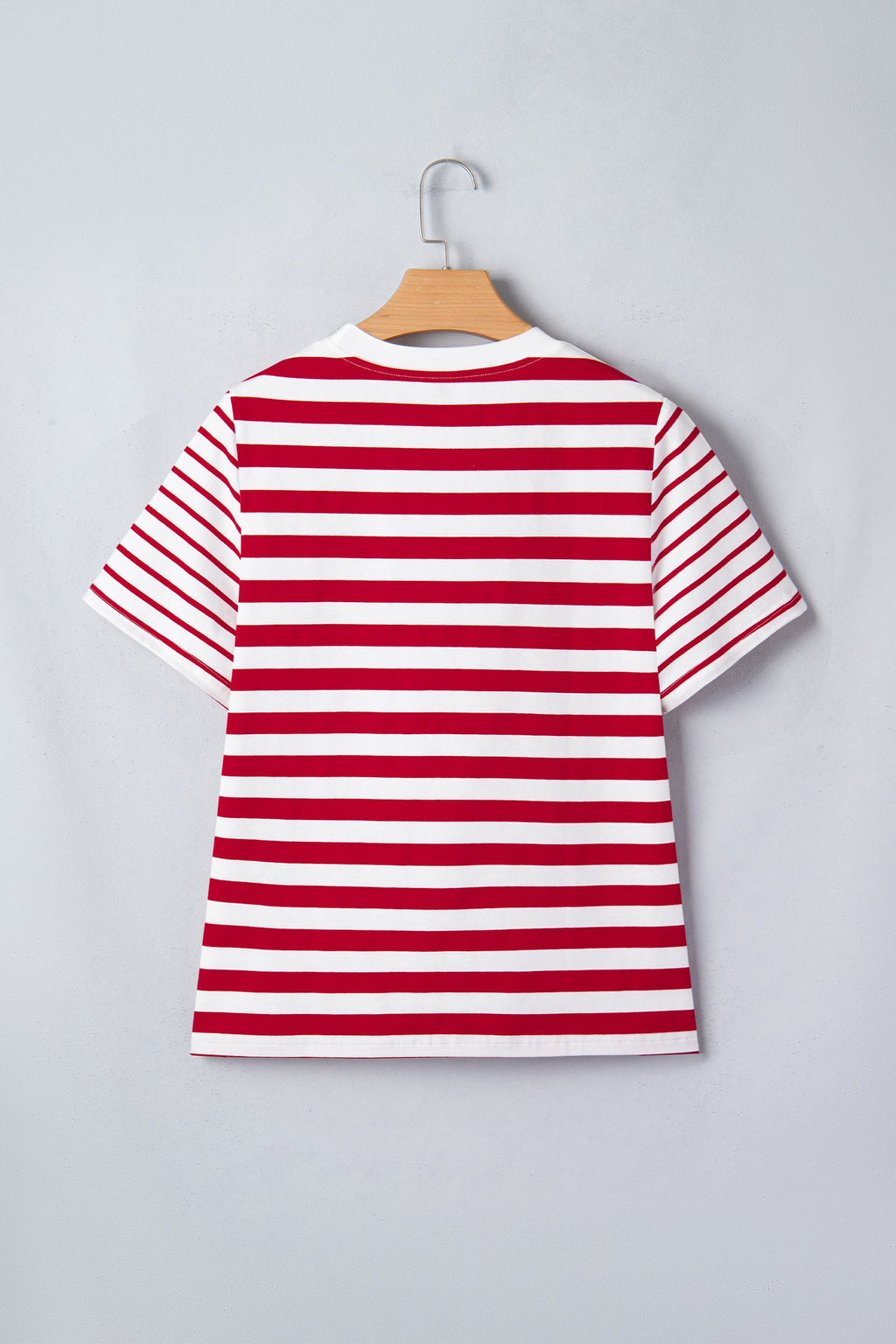 June Stripe Patchwork T Shirt in Red and White Cotton
