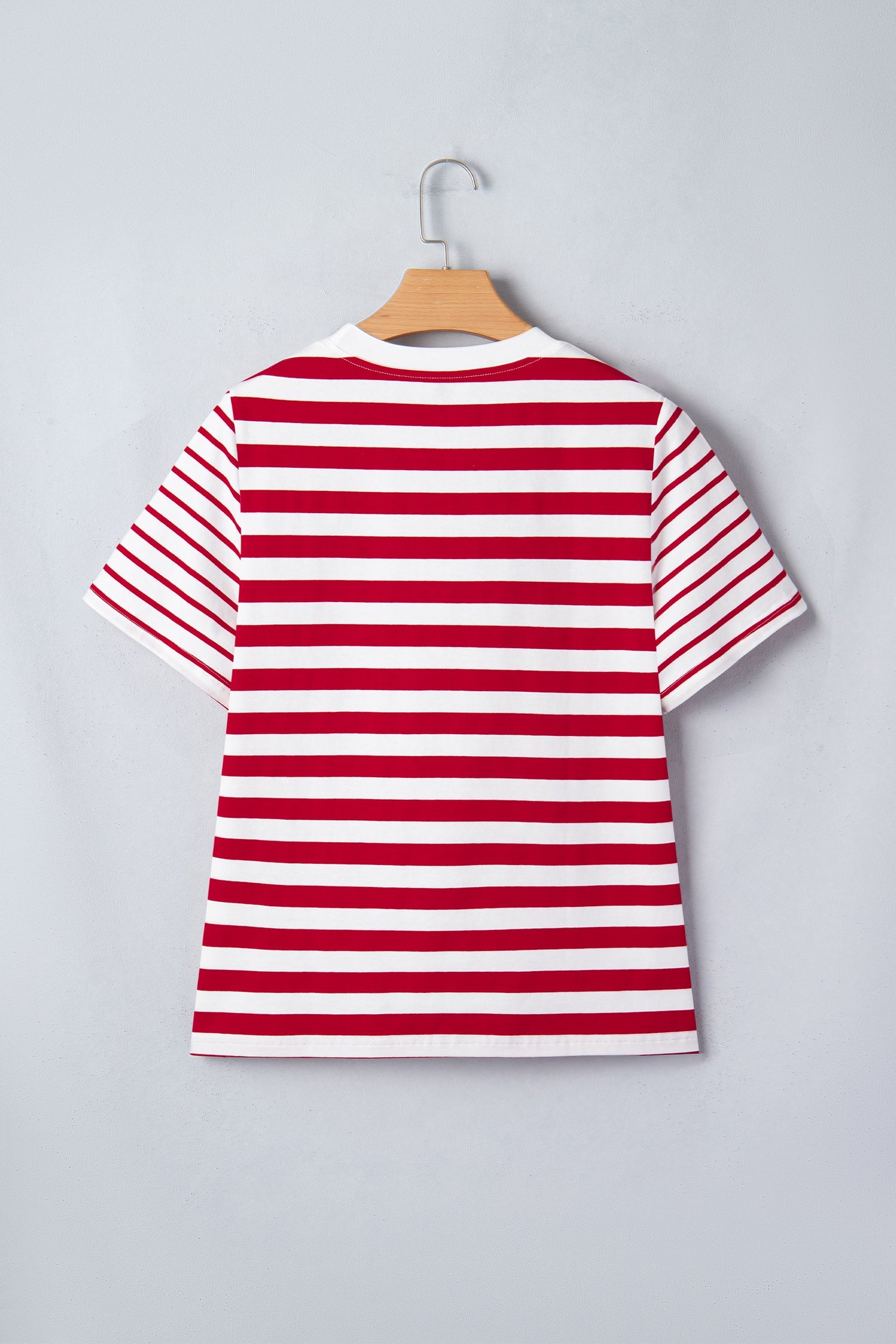 June Stripe Patchwork T Shirt in Red and White Cotton