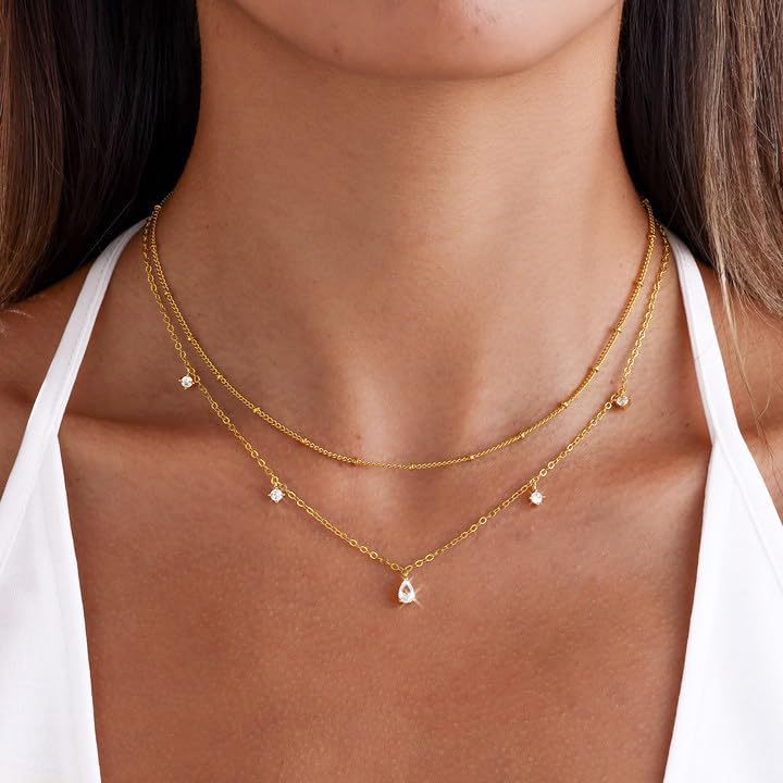 Water Drop Zircon Tassel Necklace Copper Clavicle Chain High-End Ins Gemstone Neck Jewelry For Women Summer Cross-Border Exclusive Supply
