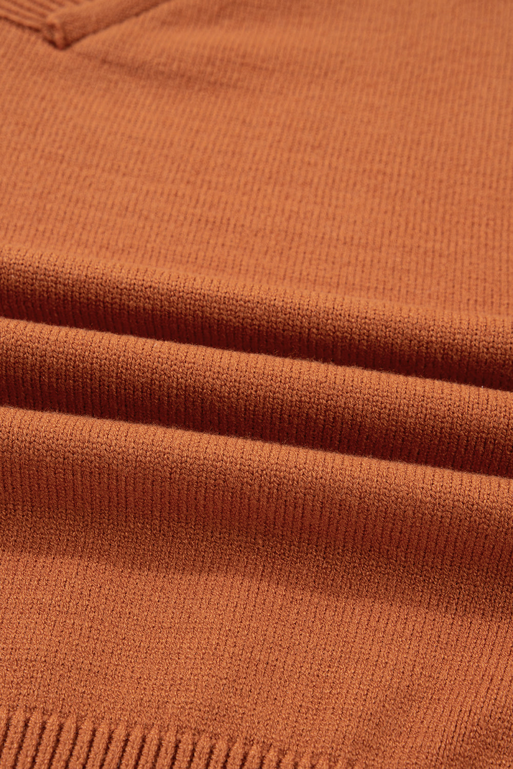 Colorblock Raw Edge Bubble Sleeve V-Neck Sweater