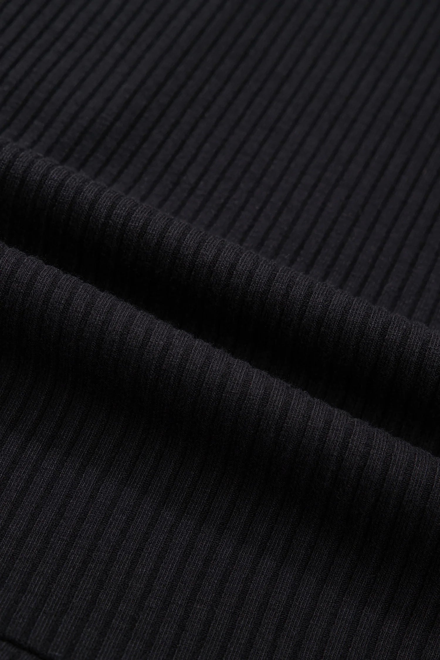 Ribbed Knit Contrast Denim Patchwork Hooded Top