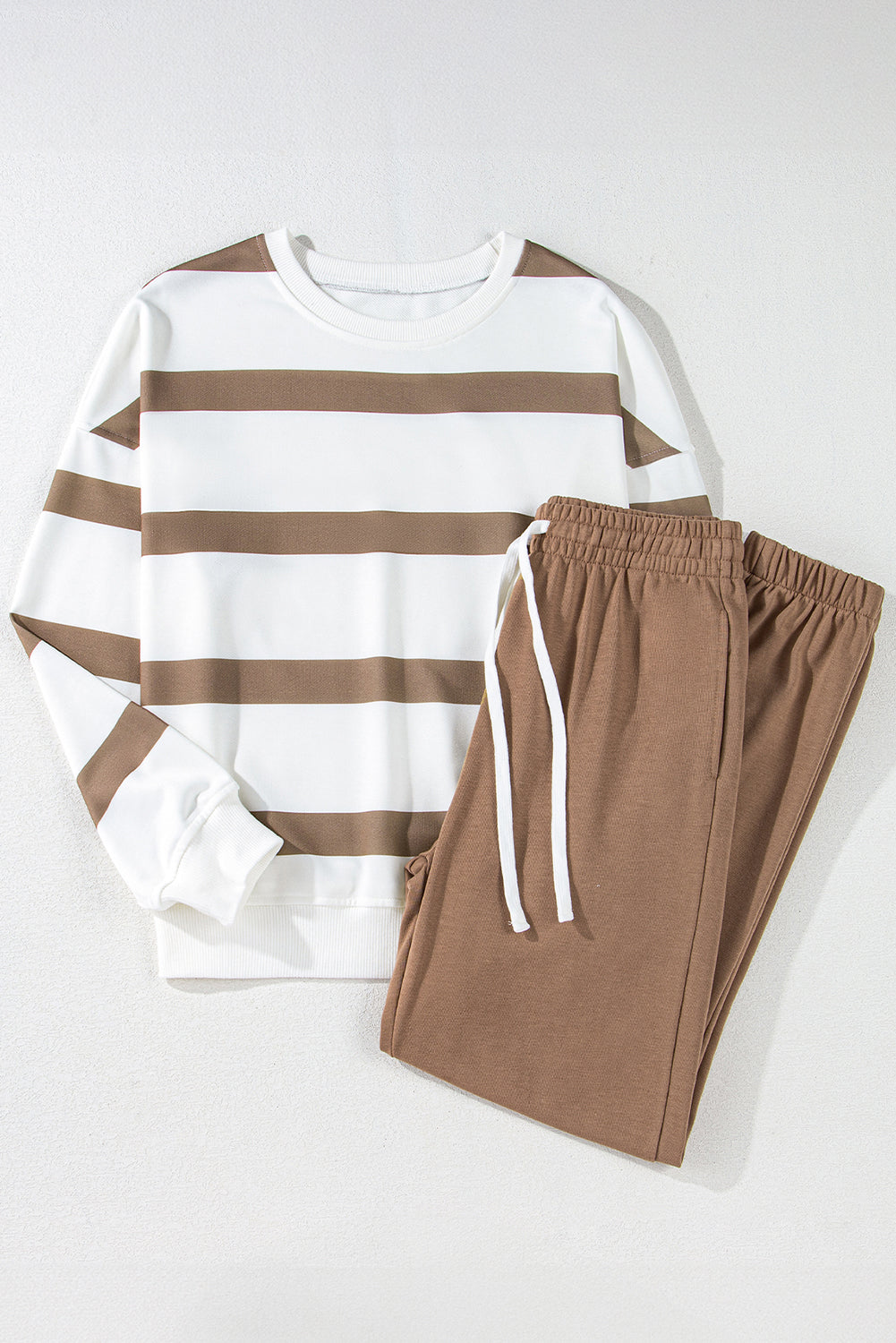 Stripe Drop Shoulder Top and Jogger Pants Set