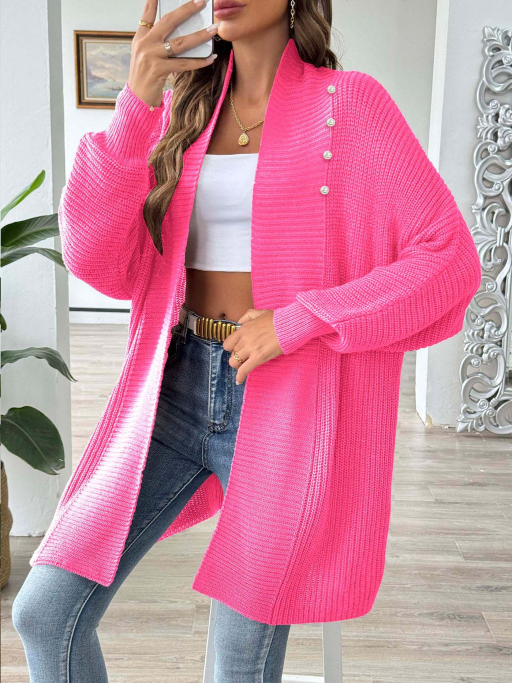 Women's Open Front Long Sleeve Knit Cardigan Lightweight Layer